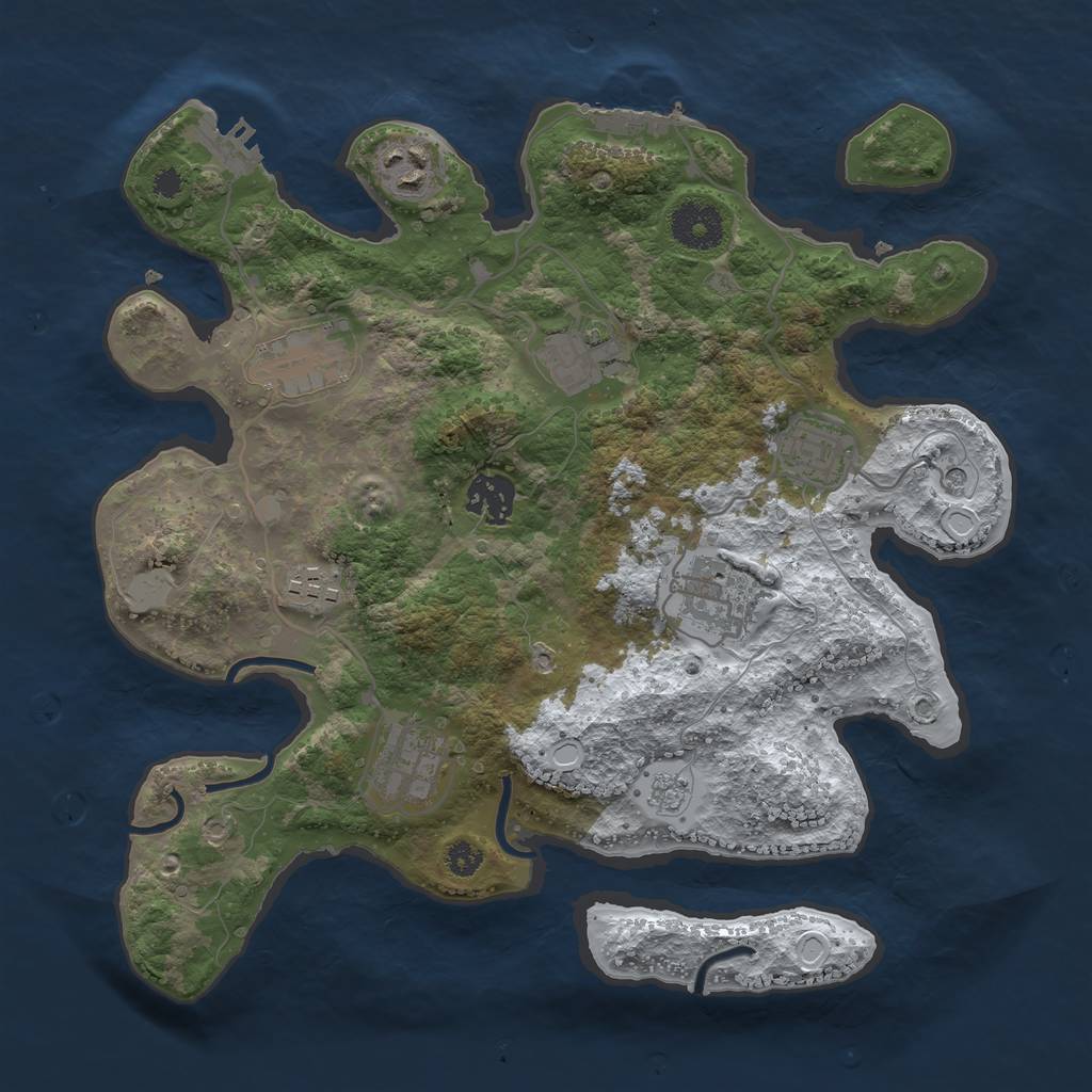 Rust Map: Procedural Map, Size: 3250, Seed: 5131939, 17 Monuments