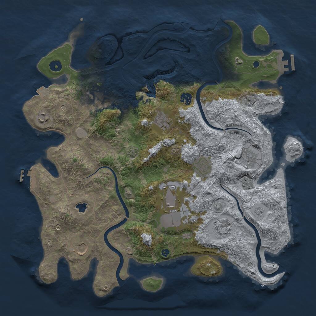 Rust Map: Procedural Map, Size: 4000, Seed: 83642163, 16 Monuments