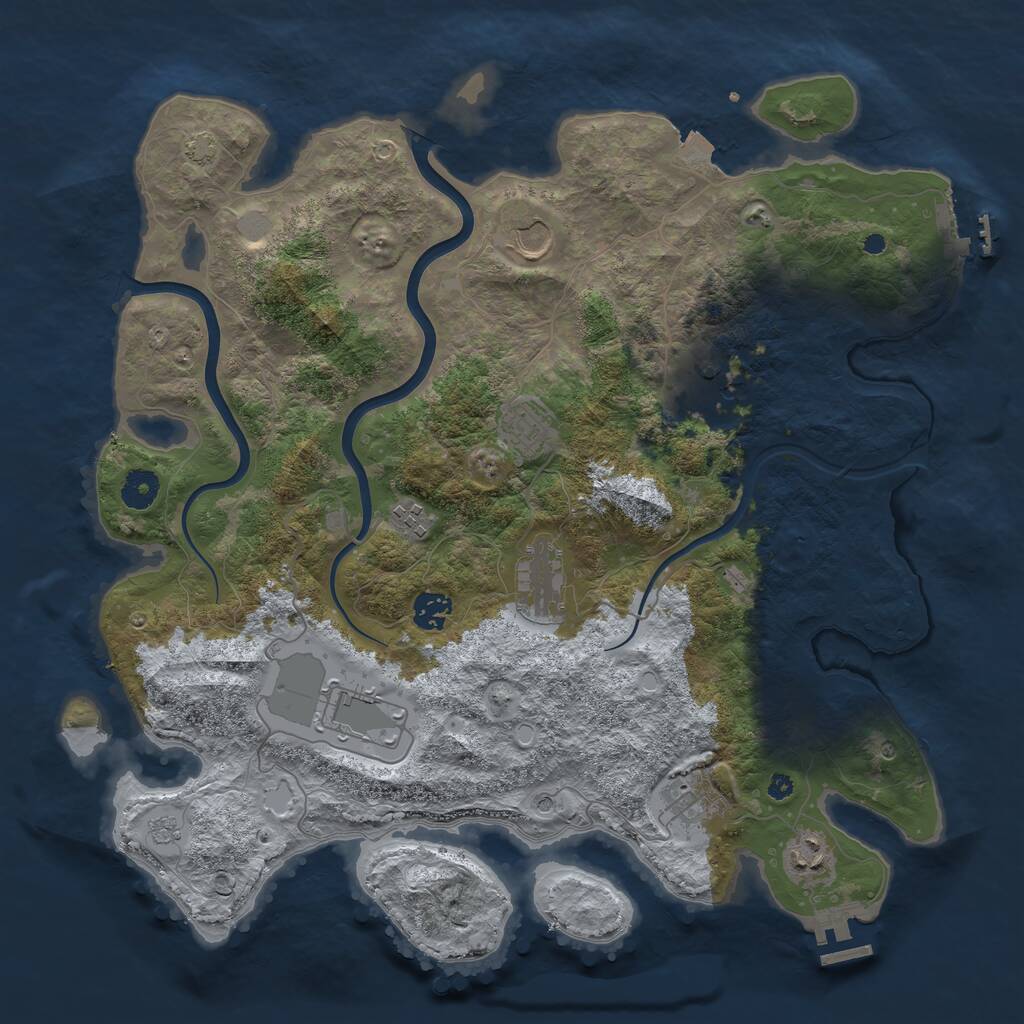 Rust Map: Procedural Map, Size: 3950, Seed: 173498436, 15 Monuments