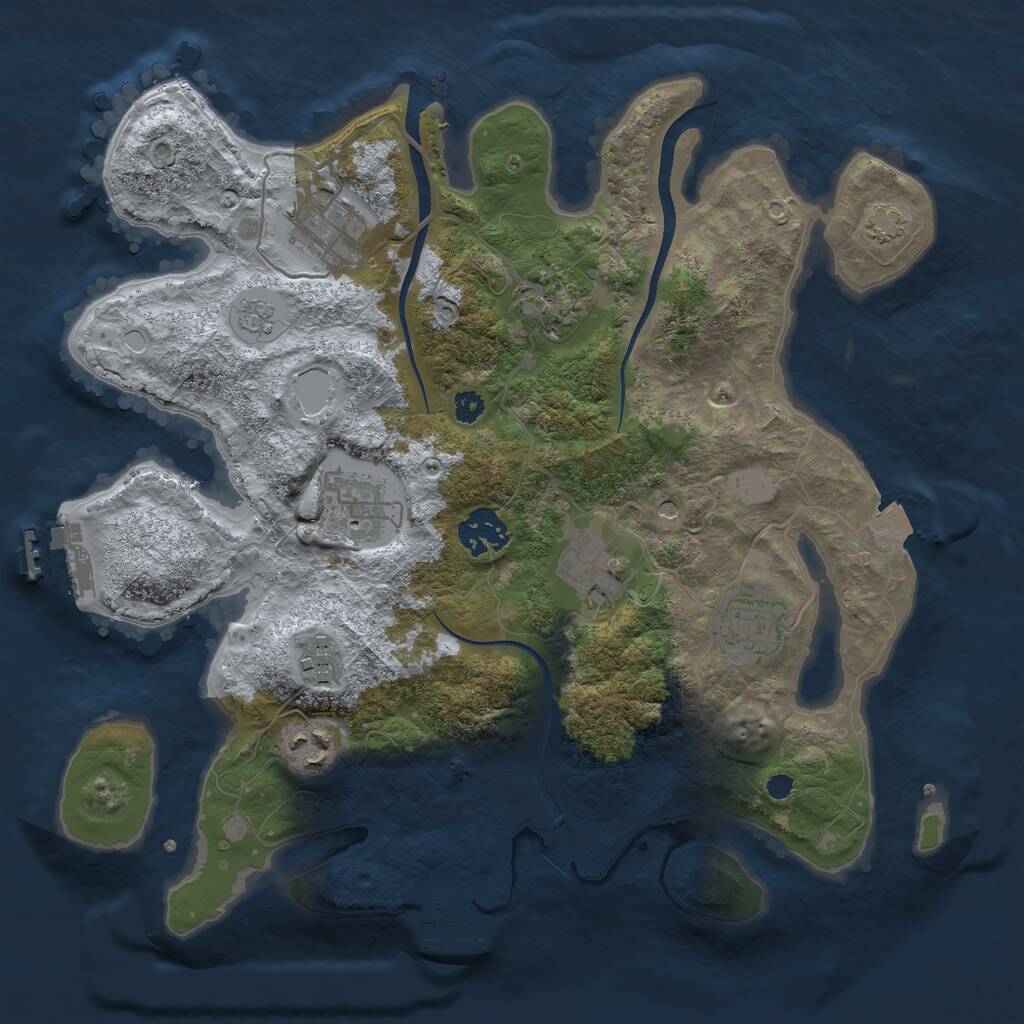 Rust Map: Procedural Map, Size: 3250, Seed: 832983, 14 Monuments