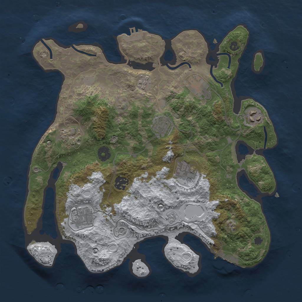 Rust Map: Procedural Map, Size: 3250, Seed: 2405430, 17 Monuments
