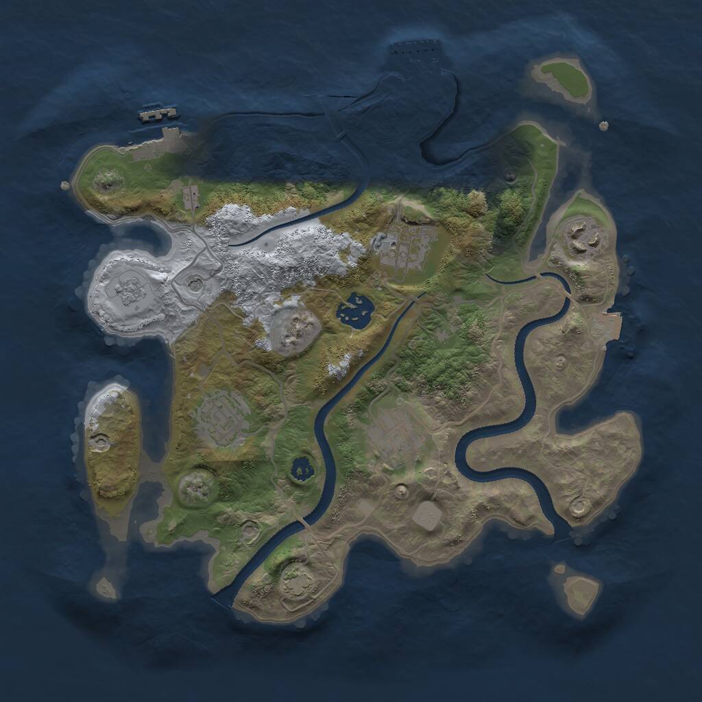 Rust Map: Procedural Map, Size: 3000, Seed: 625790839, 11 Monuments