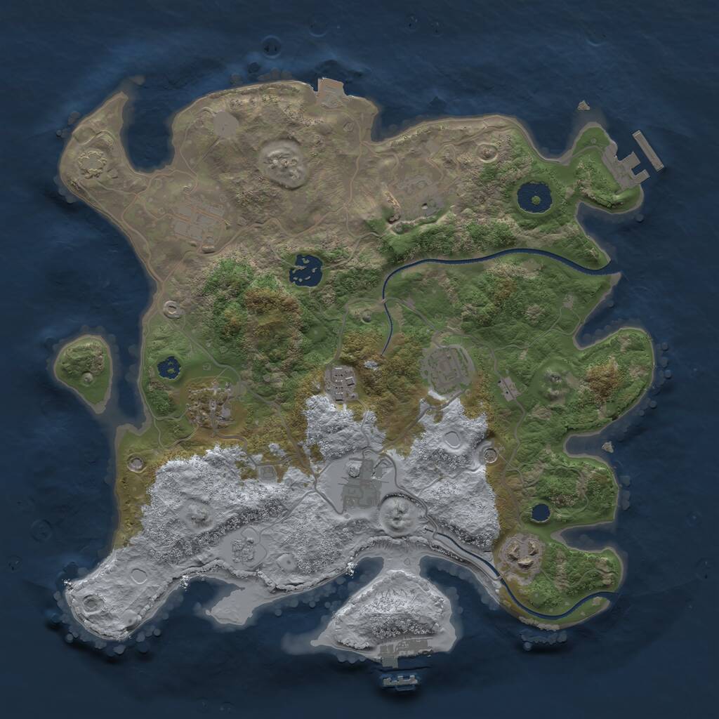 Rust Map: Procedural Map, Size: 3250, Seed: 5598036, 14 Monuments