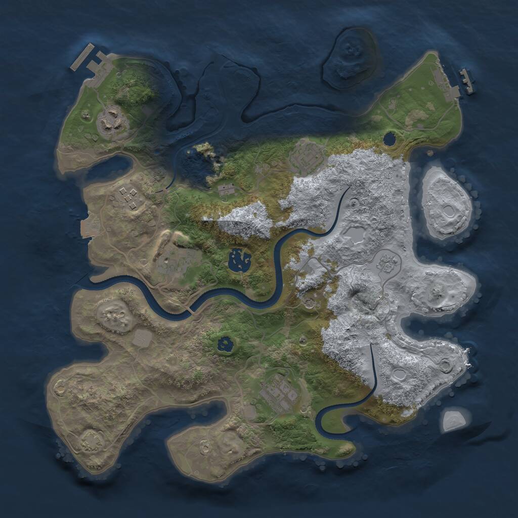 Rust Map: Procedural Map, Size: 3250, Seed: 6056900, 12 Monuments