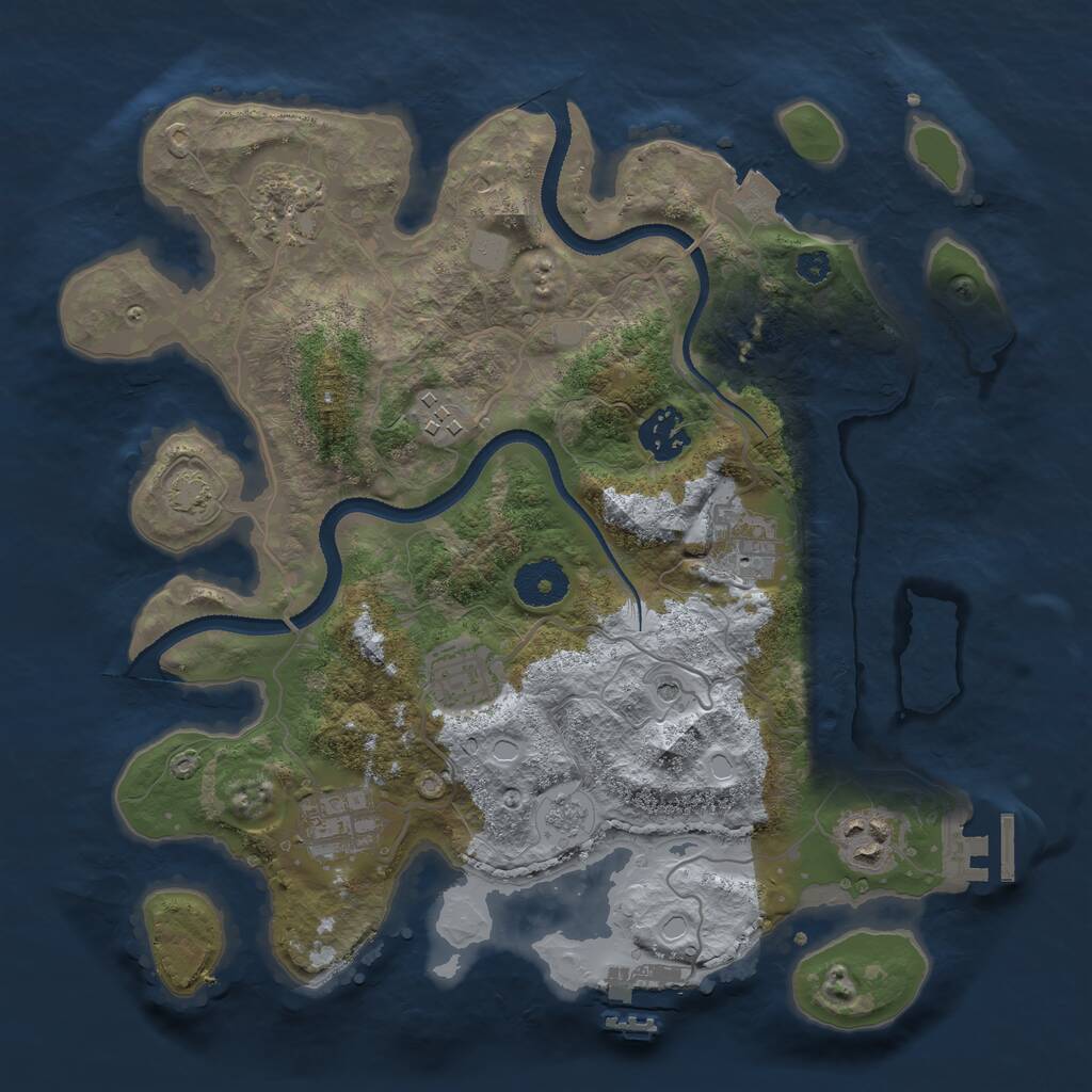 Rust Map: Procedural Map, Size: 3250, Seed: 3709552, 13 Monuments