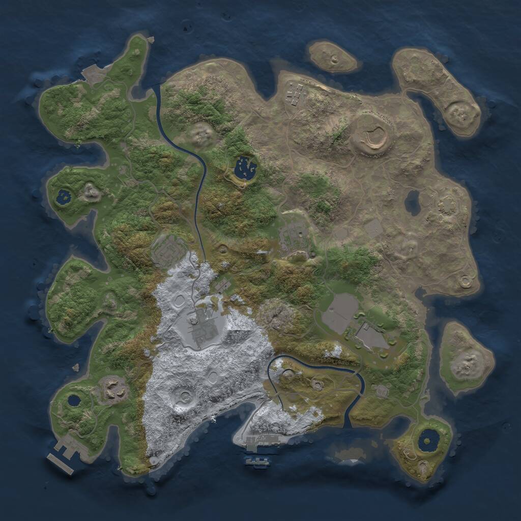 Rust Map: Procedural Map, Size: 3500, Seed: 556198214, 13 Monuments