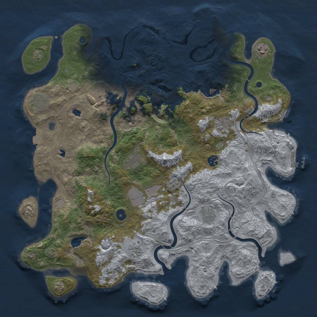 Rust Map: Procedural Map, Size: 4500, Seed: 5122893, 16 Monuments