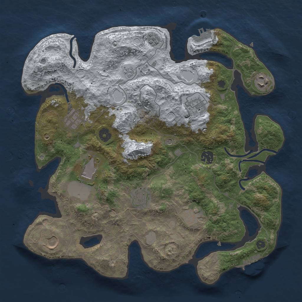 Rust Map: Procedural Map, Size: 3500, Seed: 62401242, 18 Monuments