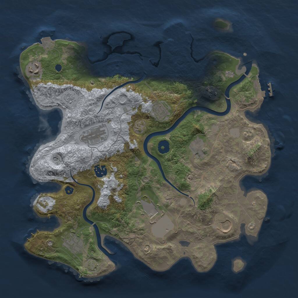 Rust Map: Procedural Map, Size: 3500, Seed: 1149900566, 15 Monuments