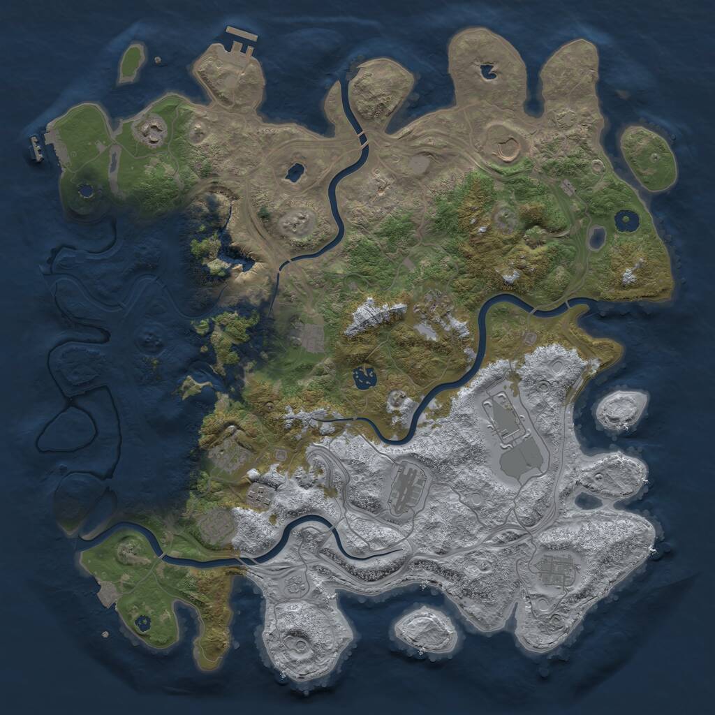 Rust Map: Procedural Map, Size: 4500, Seed: 215573291, 17 Monuments