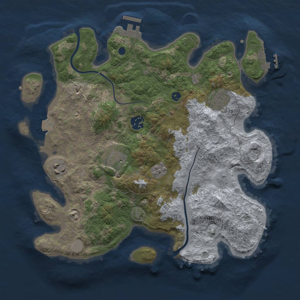 Rust Map: Procedural Map, Size: 3250, Seed: 4303174, 11 Monuments