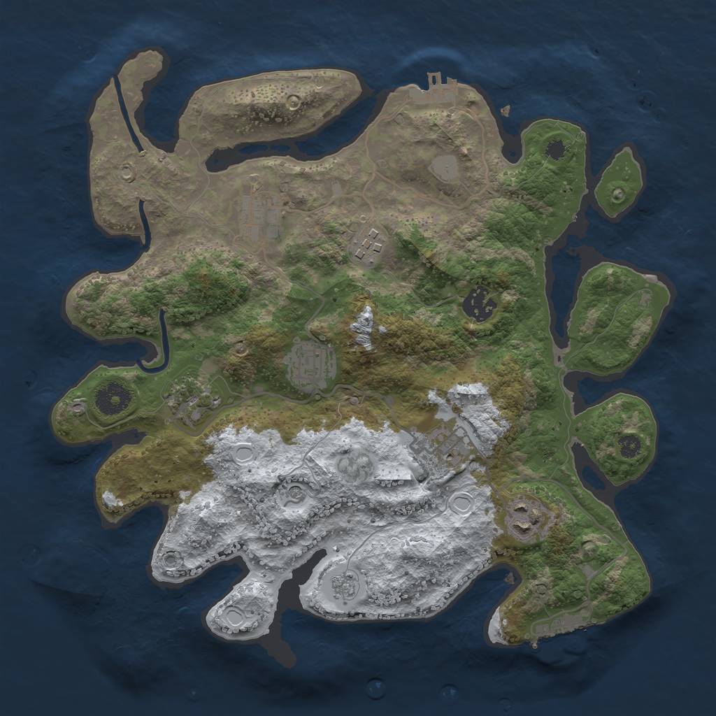 Rust Map: Procedural Map, Size: 3250, Seed: 4073045, 16 Monuments