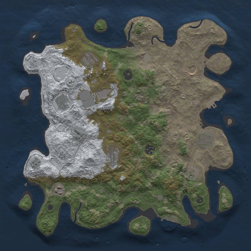 Rust Map: Procedural Map, Size: 3850, Seed: 881173979, 20 Monuments