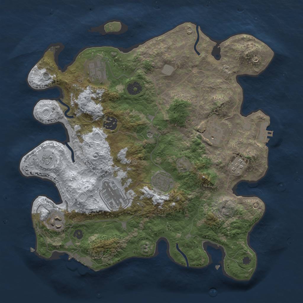 Rust Map: Procedural Map, Size: 3250, Seed: 331266, 16 Monuments