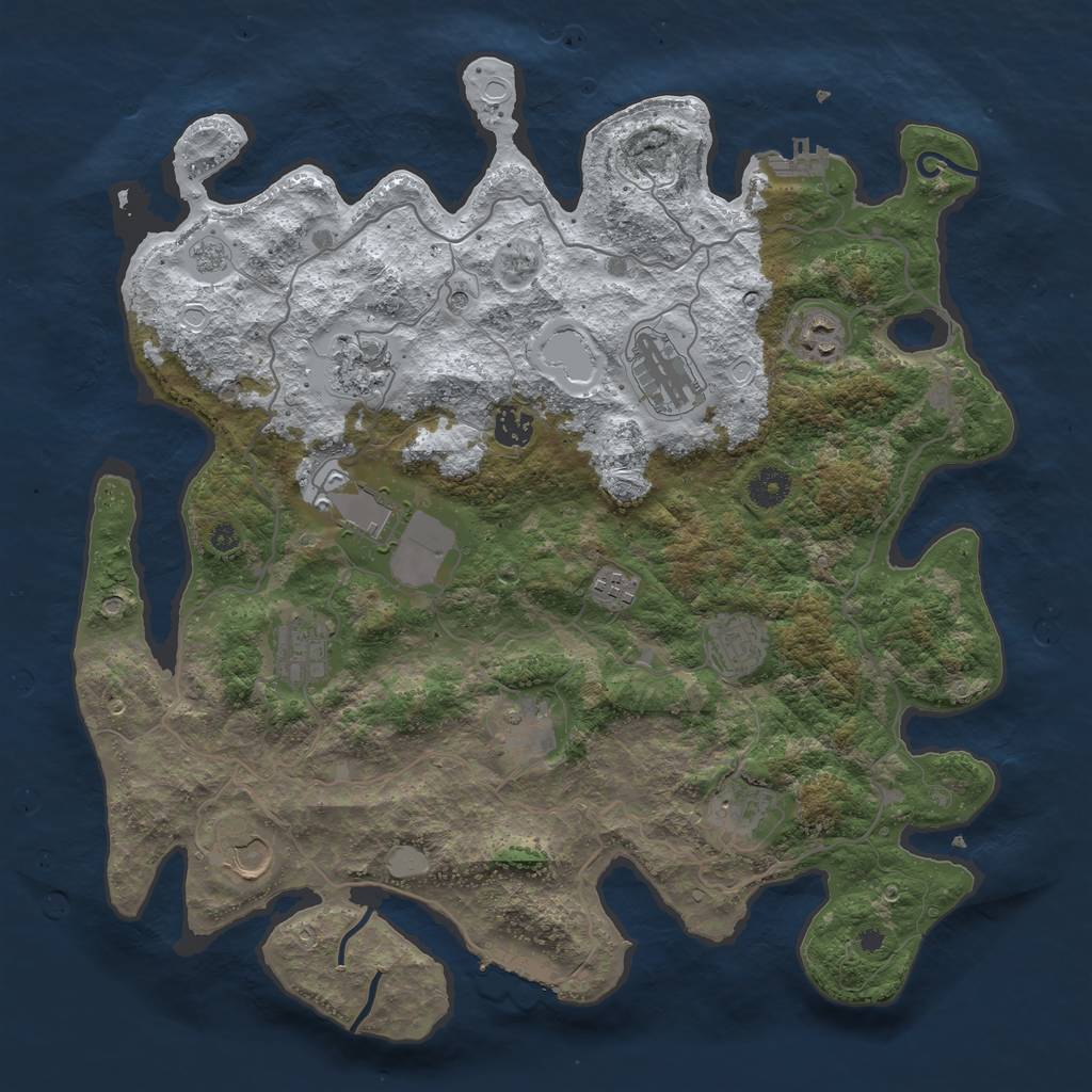 Rust Map: Procedural Map, Size: 4000, Seed: 474690242, 20 Monuments