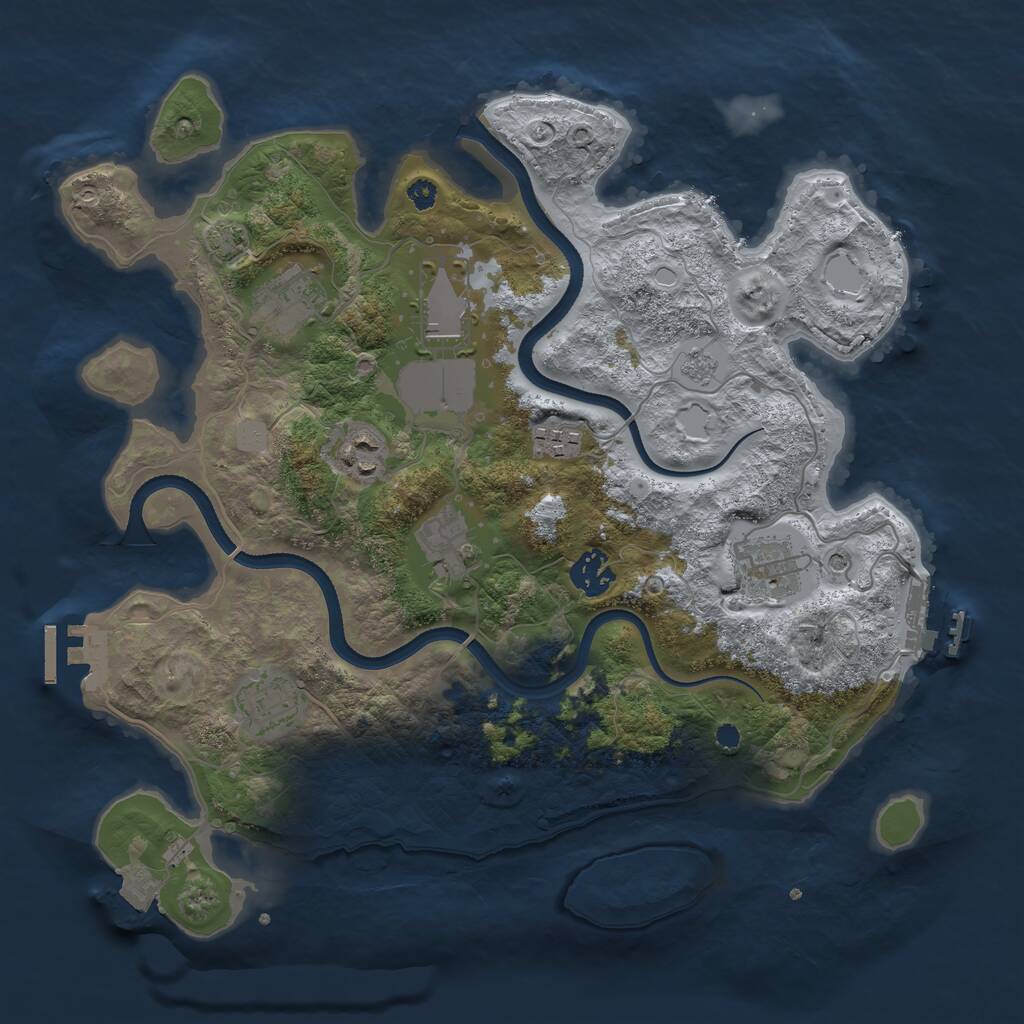 Rust Map: Procedural Map, Size: 3500, Seed: 10961, 14 Monuments
