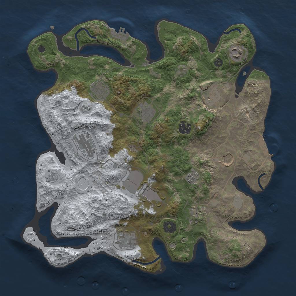 Rust Map: Procedural Map, Size: 3500, Seed: 231944022, 20 Monuments