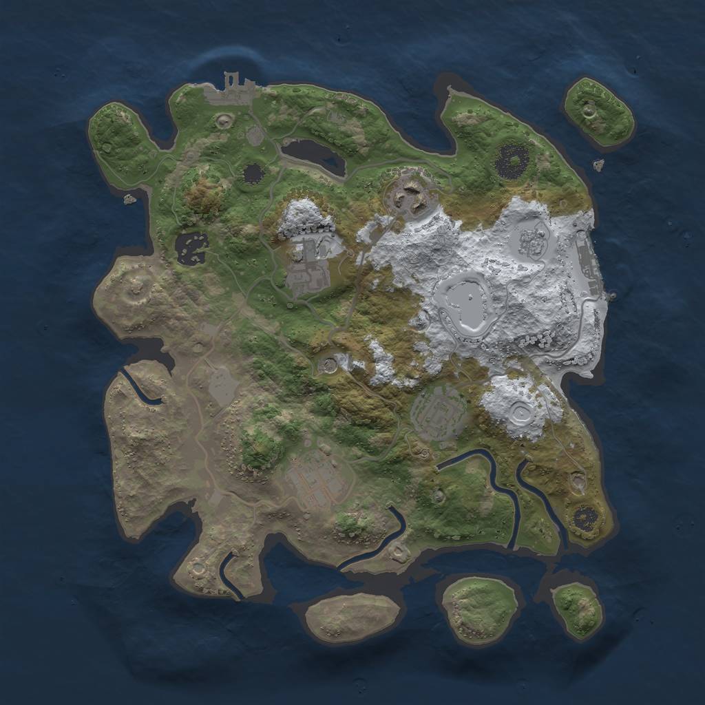 Rust Map: Procedural Map, Size: 3000, Seed: 109981637, 14 Monuments
