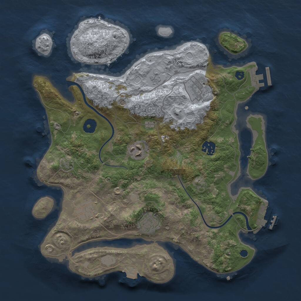 Rust Map: Procedural Map, Size: 3250, Seed: 879888, 11 Monuments