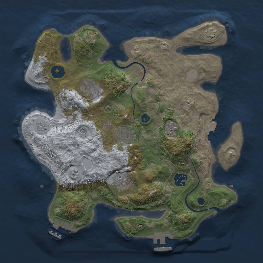 Rust Map: Procedural Map, Size: 3000, Seed: 721281606, 11 Monuments