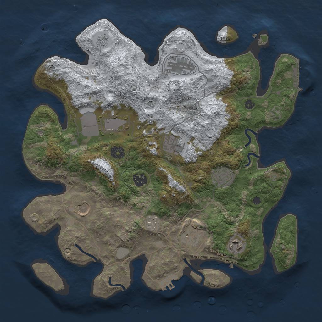Rust Map: Procedural Map, Size: 3500, Seed: 2300, 18 Monuments