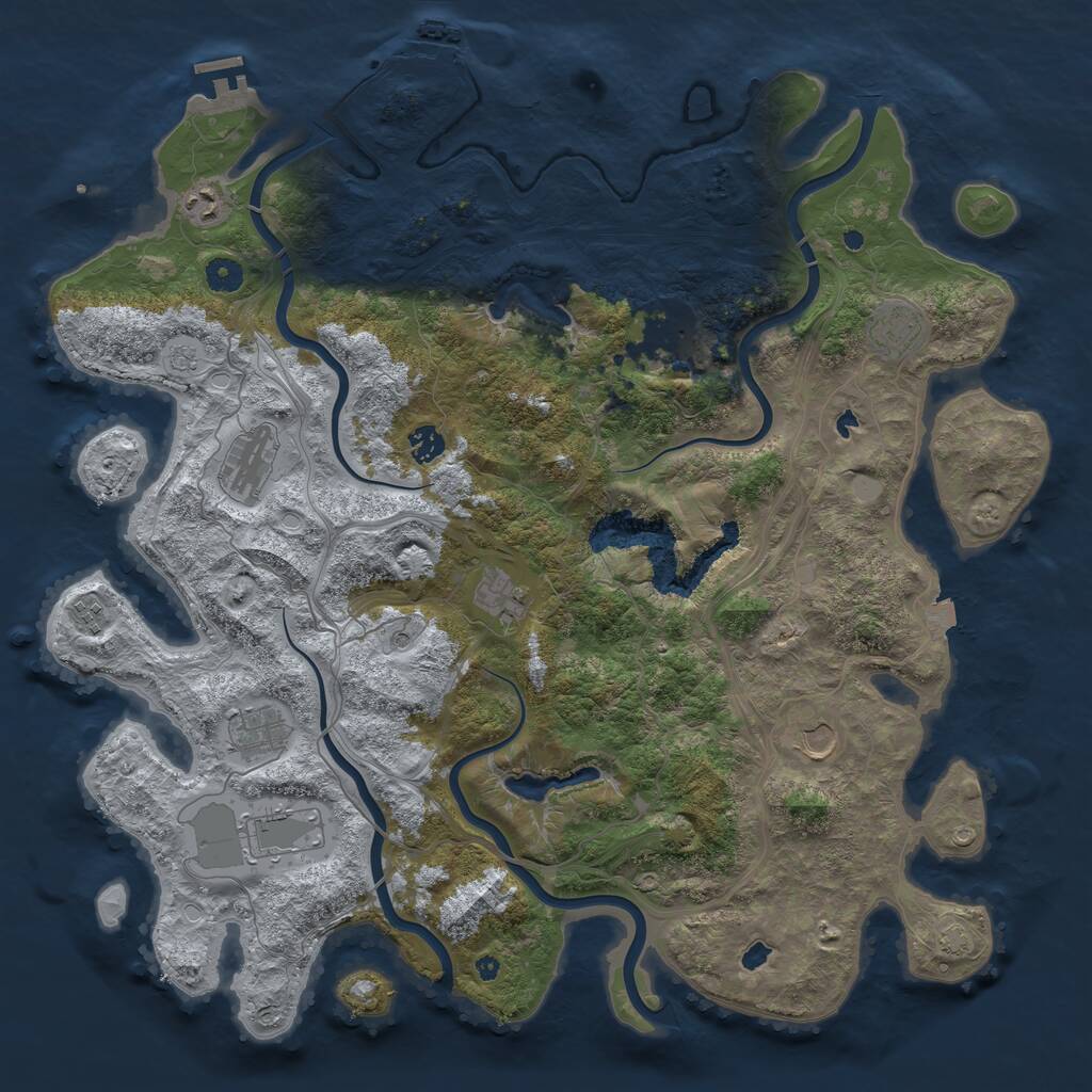 Rust Map: Procedural Map, Size: 4500, Seed: 852715610, 16 Monuments