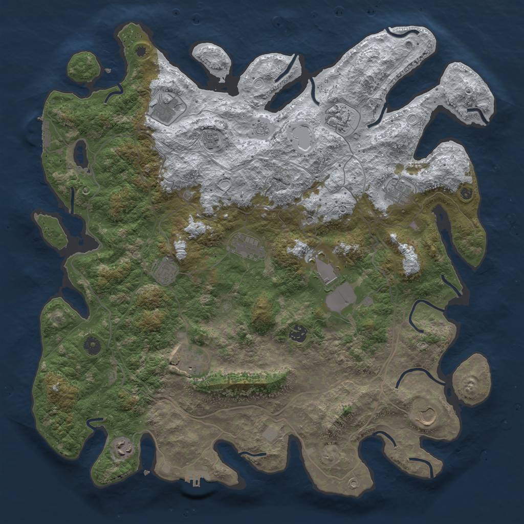 Rust Map: Procedural Map, Size: 4500, Seed: 51852618, 20 Monuments