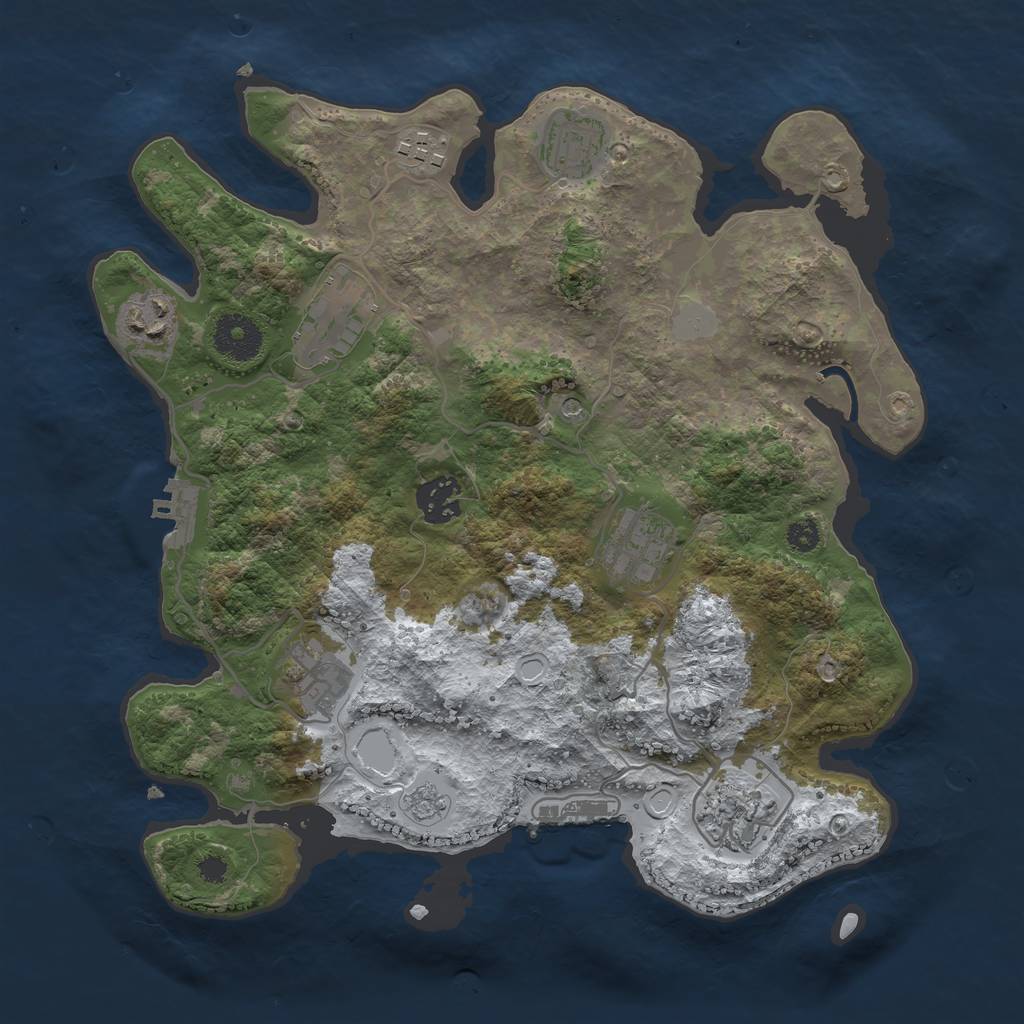 Rust Map: Procedural Map, Size: 3250, Seed: 632660, 17 Monuments