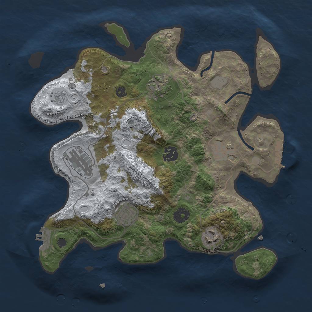 Rust Map: Procedural Map, Size: 3000, Seed: 45222, 14 Monuments