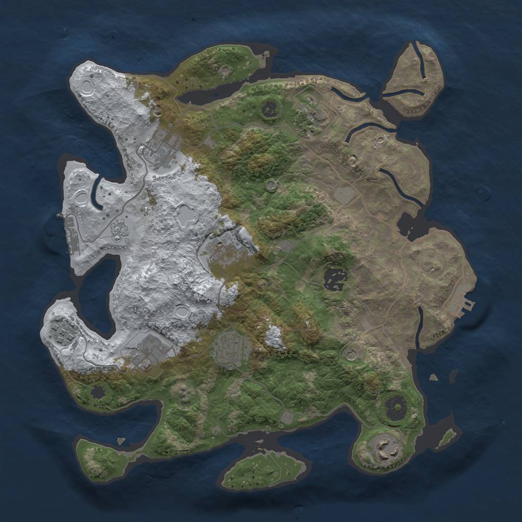 Rust Map: Procedural Map, Size: 3250, Seed: 3945188, 17 Monuments