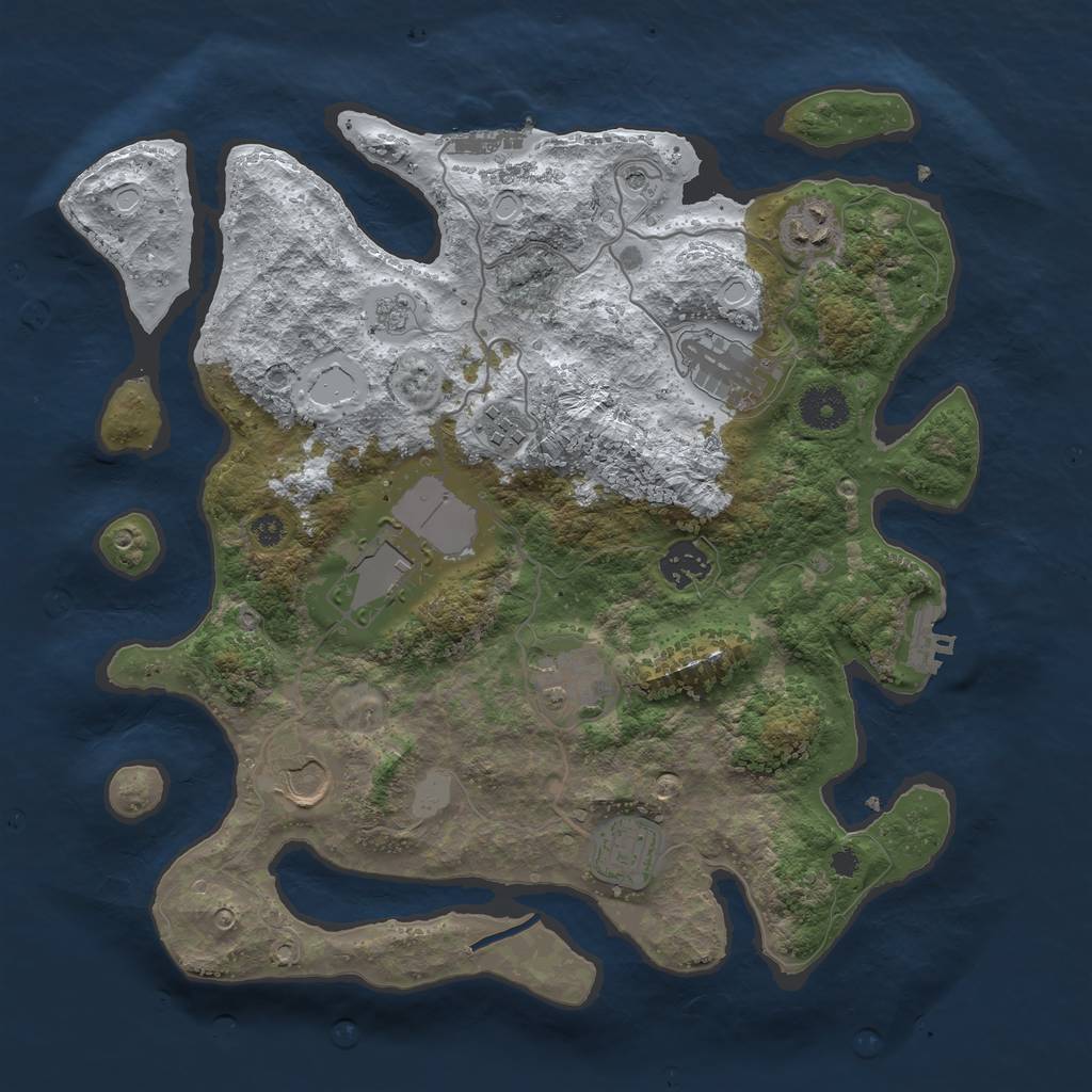 Rust Map: Procedural Map, Size: 3500, Seed: 1103783302, 17 Monuments