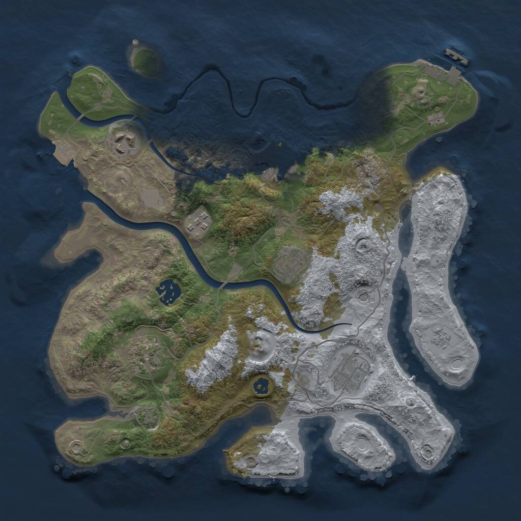 Rust Map: Procedural Map, Size: 3250, Seed: 183751, 12 Monuments