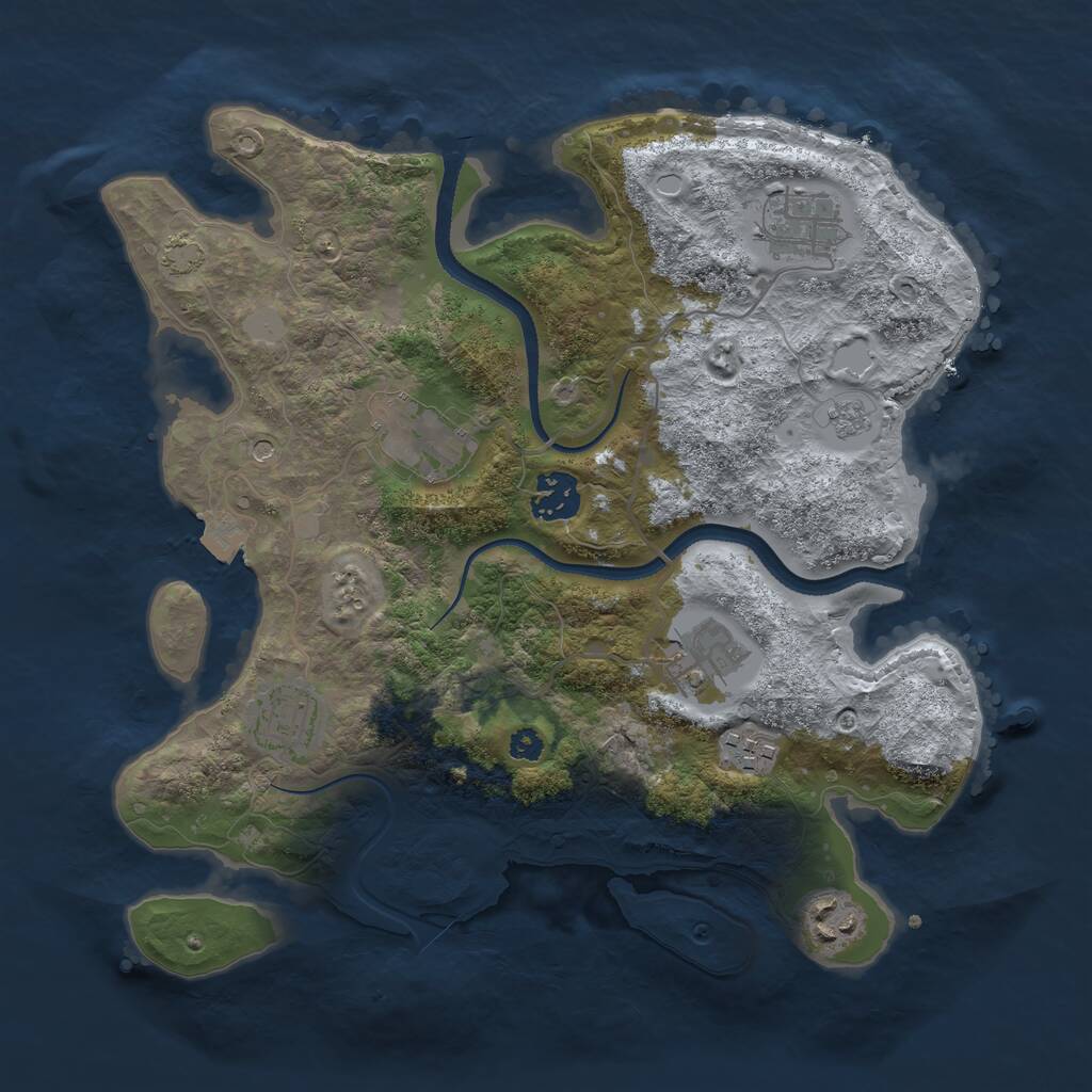 Rust Map: Procedural Map, Size: 3250, Seed: 1964558, 11 Monuments