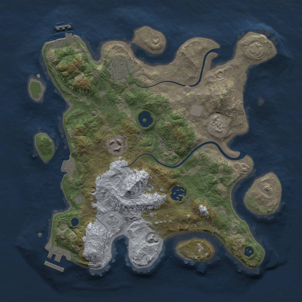 Rust Map: Procedural Map, Size: 3000, Seed: 167763522, 8 Monuments