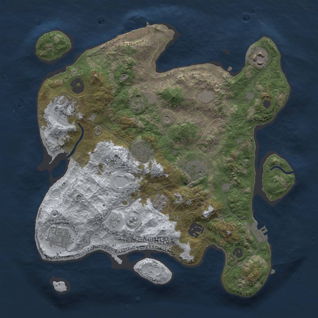 Rust Map: Procedural Map, Size: 3250, Seed: 3413072, 16 Monuments