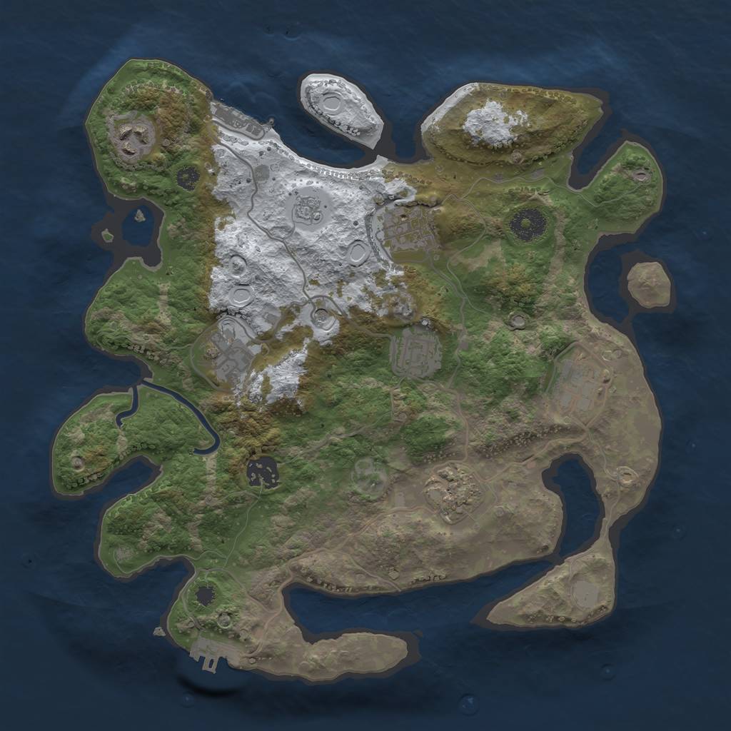 Rust Map: Procedural Map, Size: 3250, Seed: 6461286, 16 Monuments
