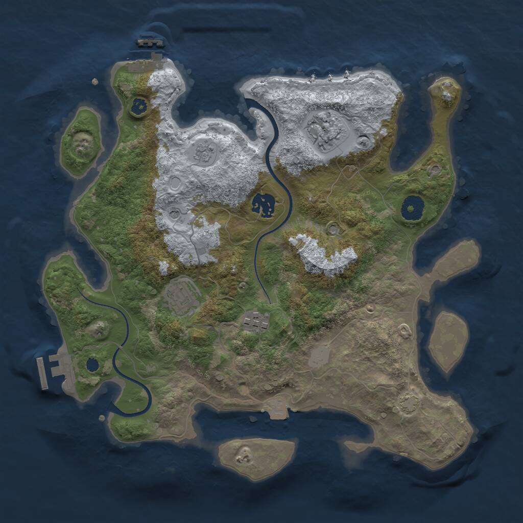 Rust Map: Procedural Map, Size: 3250, Seed: 521866, 10 Monuments