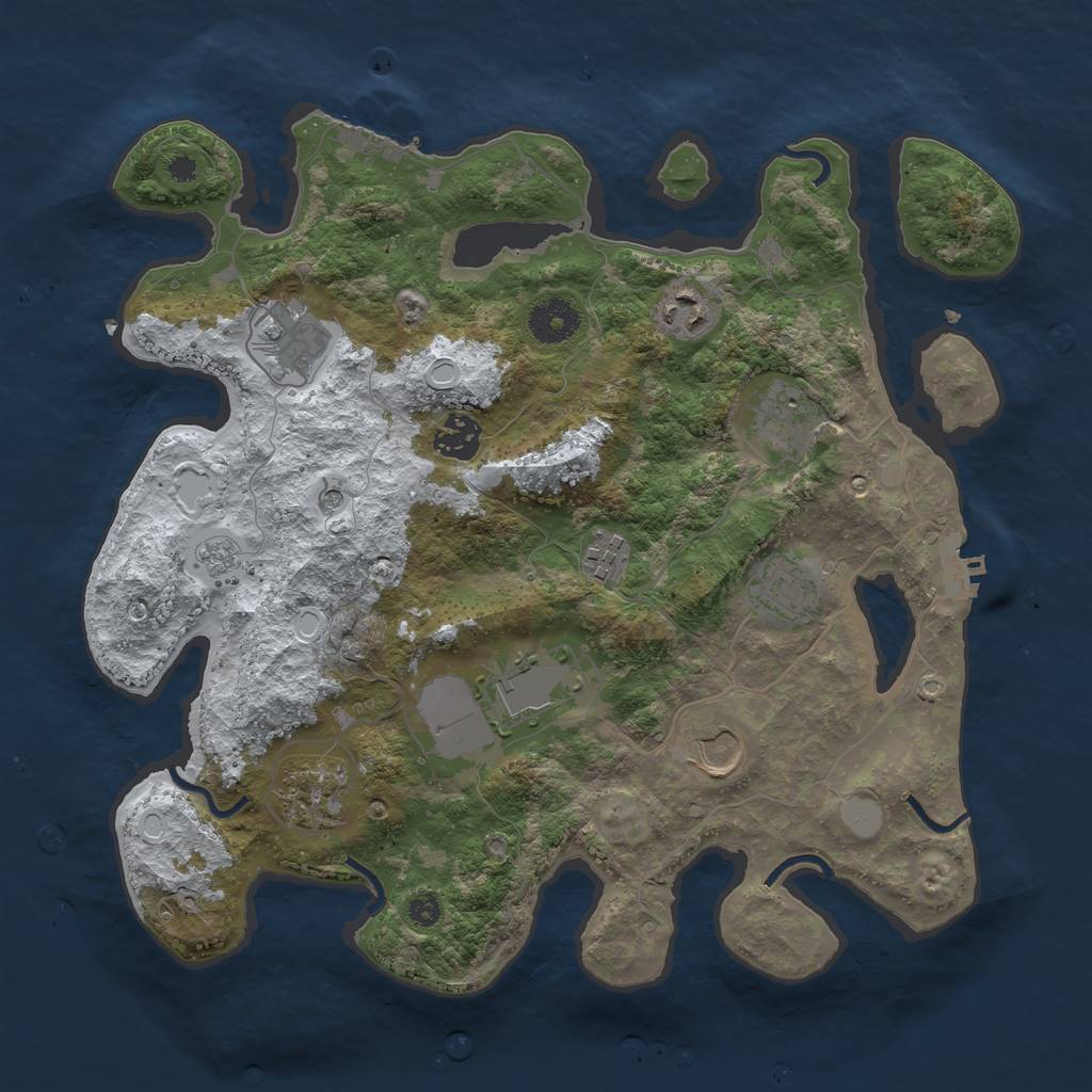 Rust Map: Procedural Map, Size: 3500, Seed: 1427, 18 Monuments