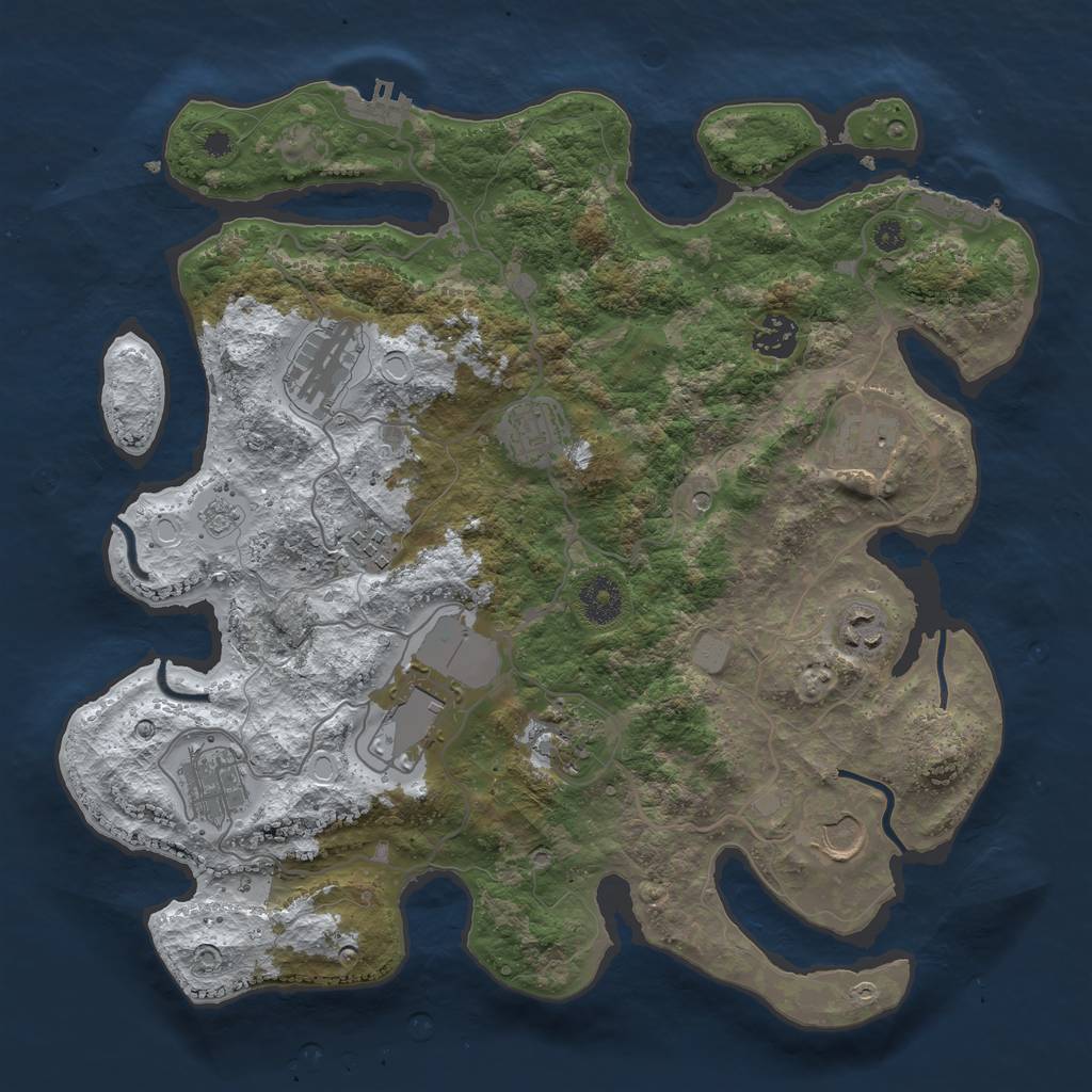 Rust Map: Procedural Map, Size: 3600, Seed: 1171598229, 19 Monuments