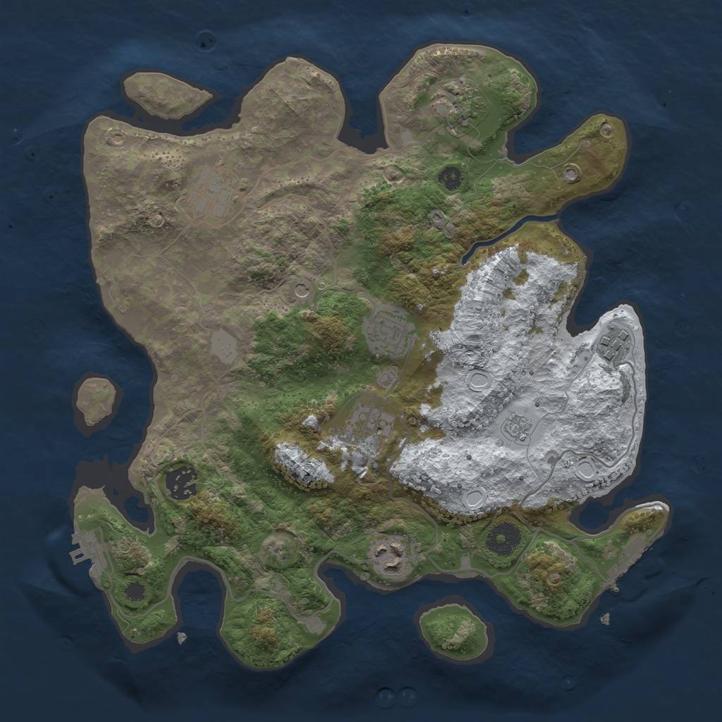 Rust Map: Procedural Map, Size: 3250, Seed: 3108525, 16 Monuments