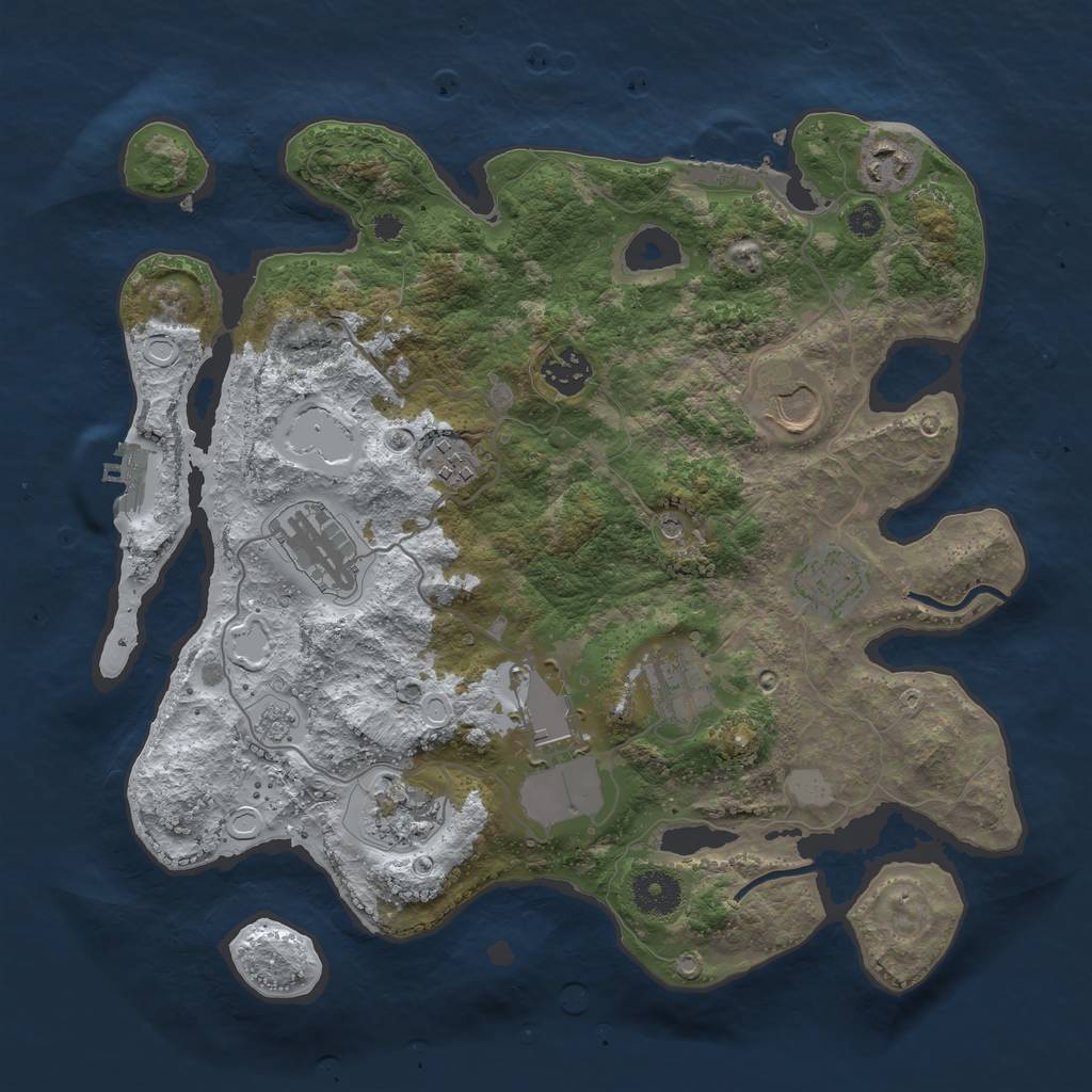 Rust Map: Procedural Map, Size: 3500, Seed: 93083, 18 Monuments