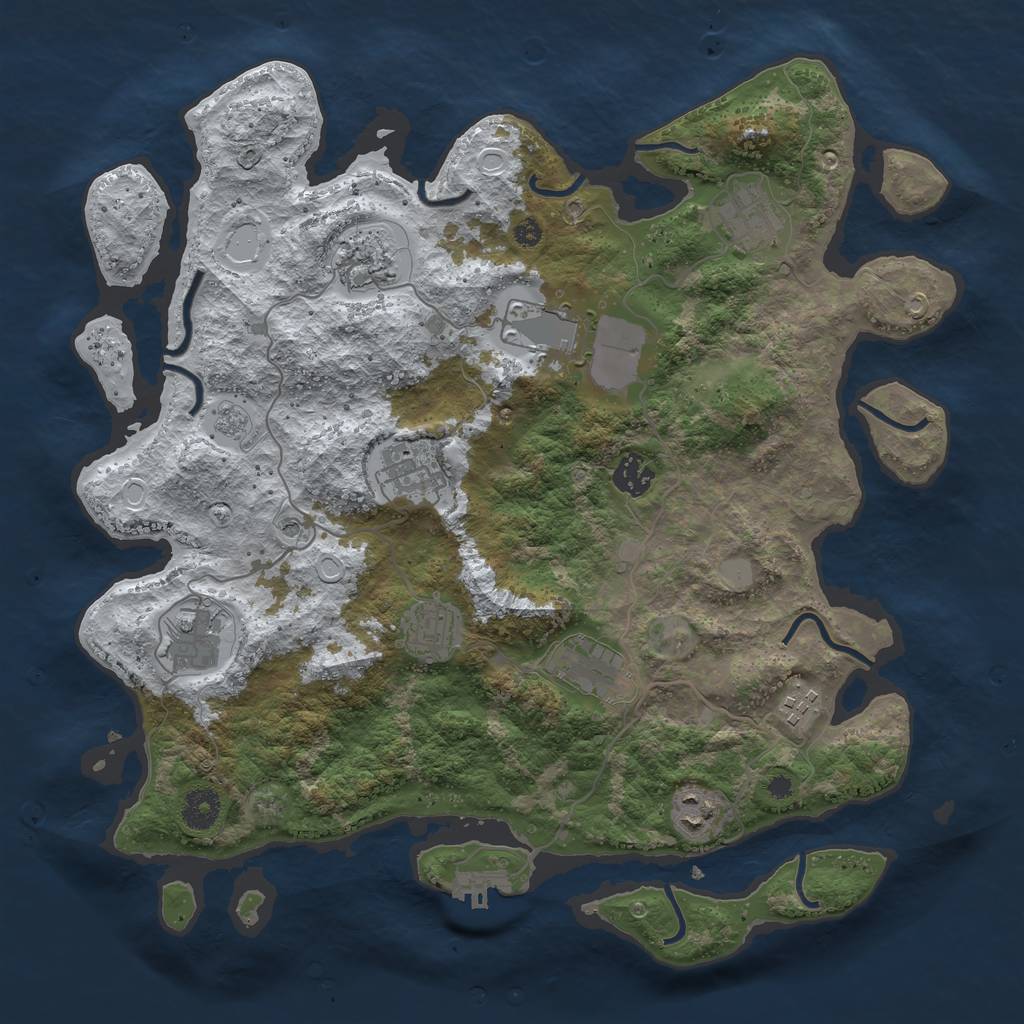 Rust Map: Procedural Map, Size: 3800, Seed: 659846892, 18 Monuments