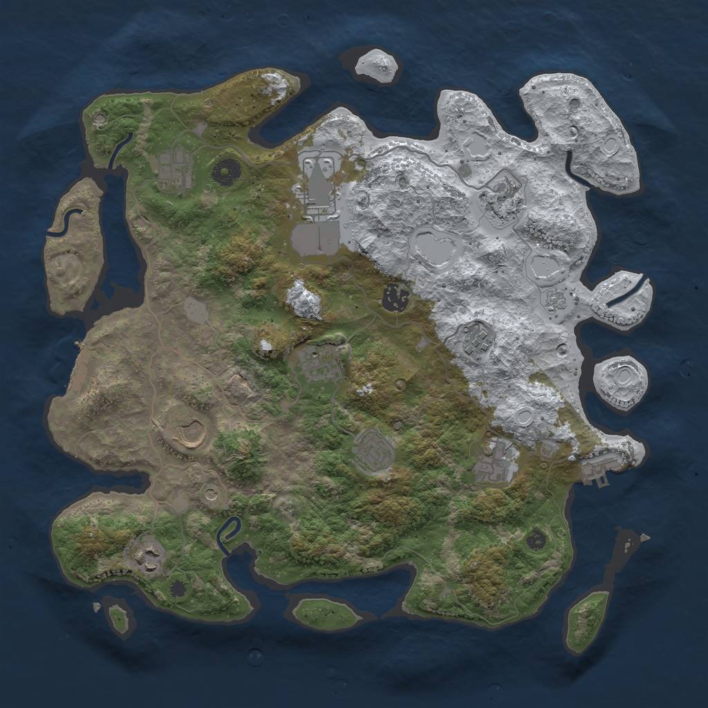 Rust Map: Procedural Map, Size: 3800, Seed: 1234567890, 19 Monuments