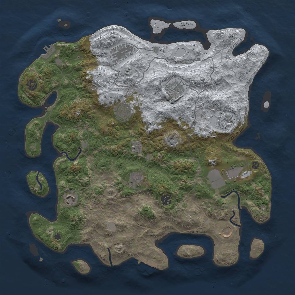 Rust Map: Procedural Map, Size: 4000, Seed: 92177870, 19 Monuments