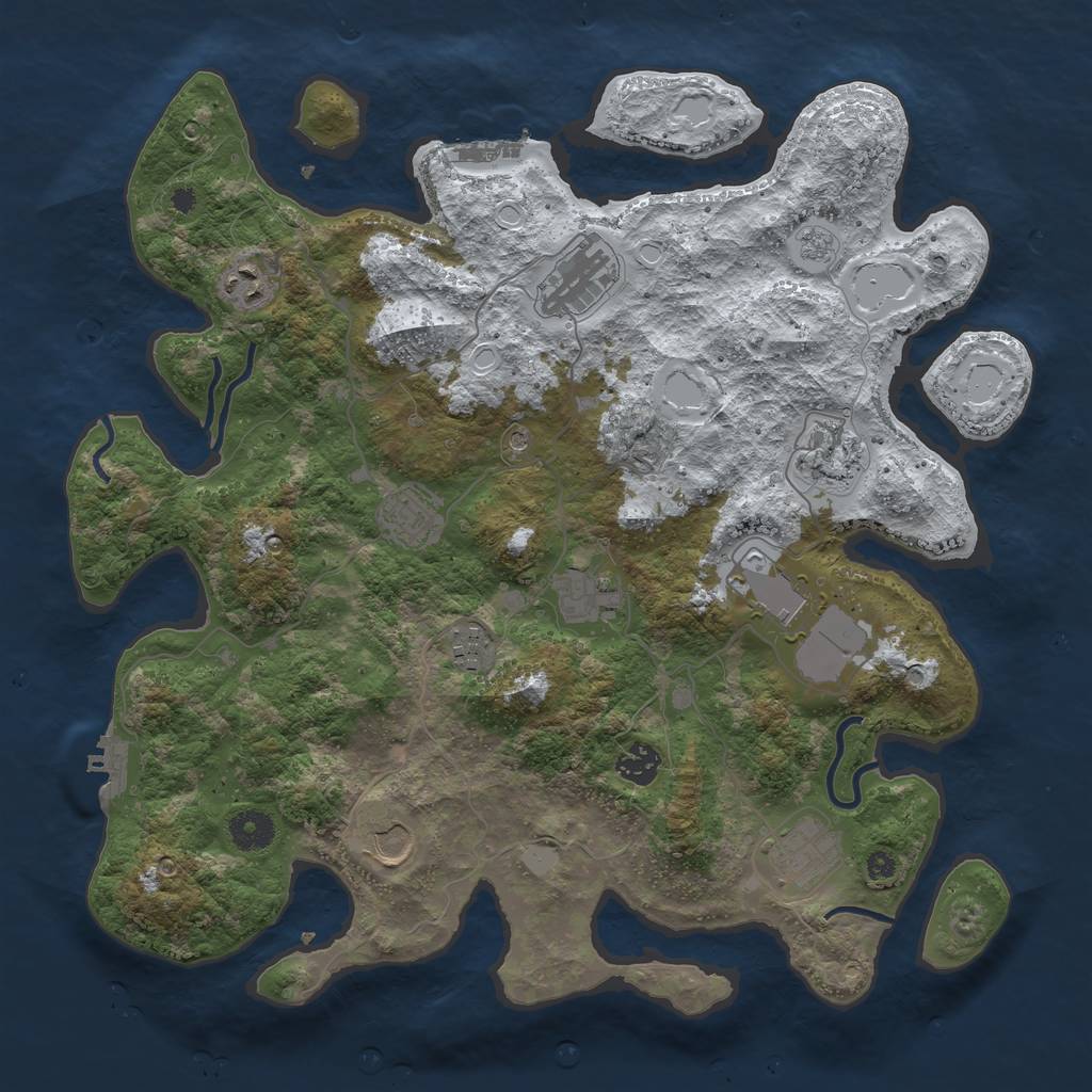 Rust Map: Procedural Map, Size: 3850, Seed: 610325140, 19 Monuments