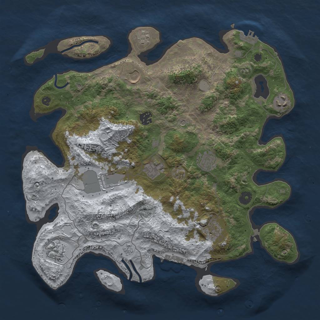 Rust Map: Procedural Map, Size: 3700, Seed: 44523507, 18 Monuments