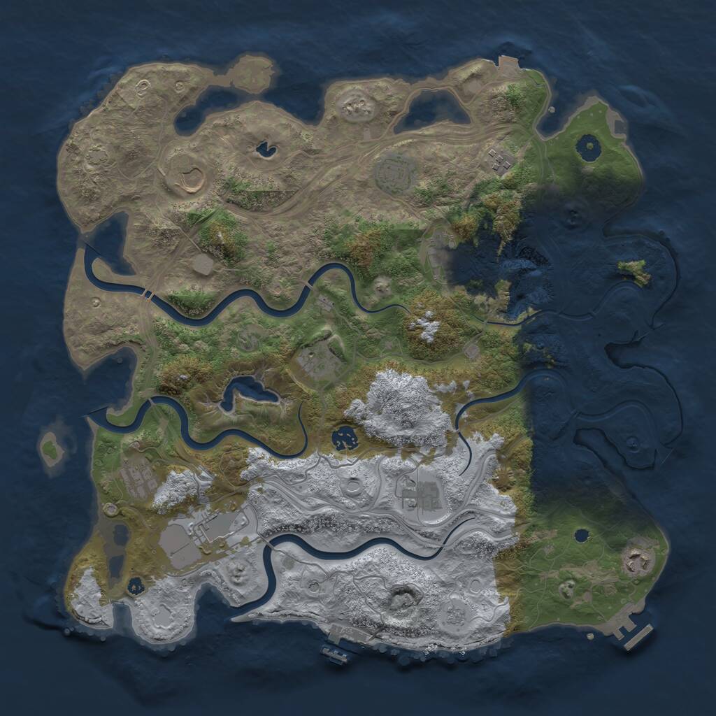 Rust Map: Procedural Map, Size: 4250, Seed: 60394657, 16 Monuments