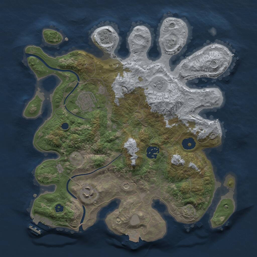 Rust Map: Procedural Map, Size: 3000, Seed: 92122635, 9 Monuments