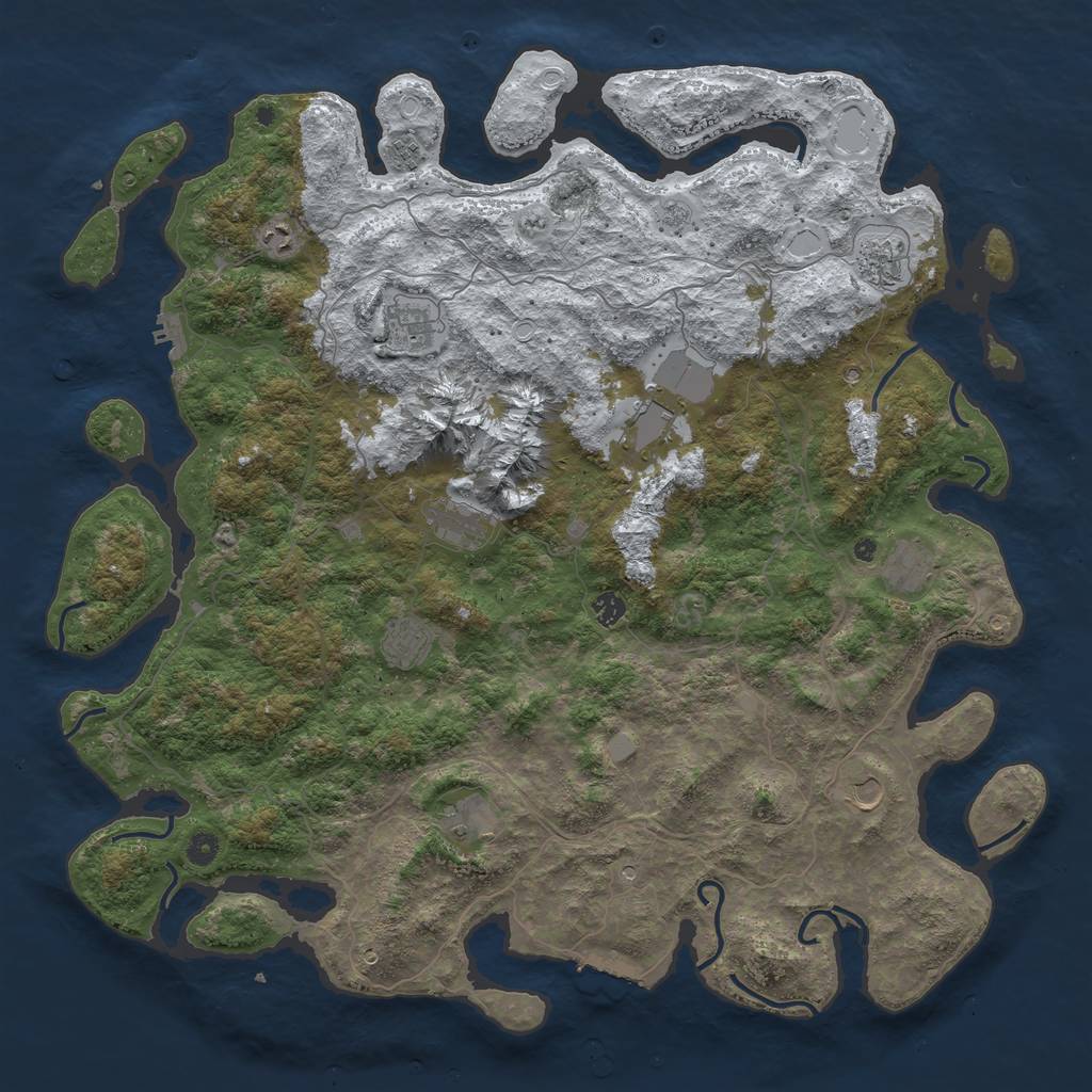 Rust Map: Procedural Map, Size: 5000, Seed: 4500, 20 Monuments