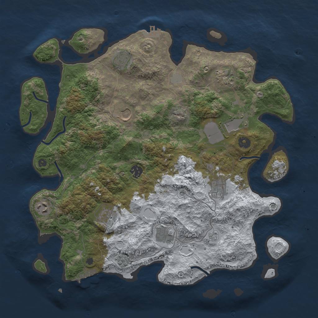 Rust Map: Procedural Map, Size: 3850, Seed: 2129496967, 19 Monuments